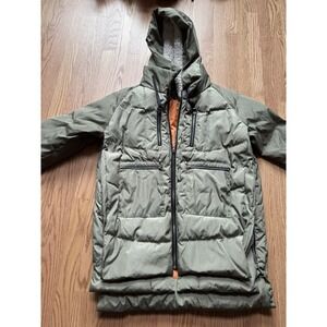 Orolay Women's XXL Thickened Down Jacket Puffer Coat Green with Orange Lining